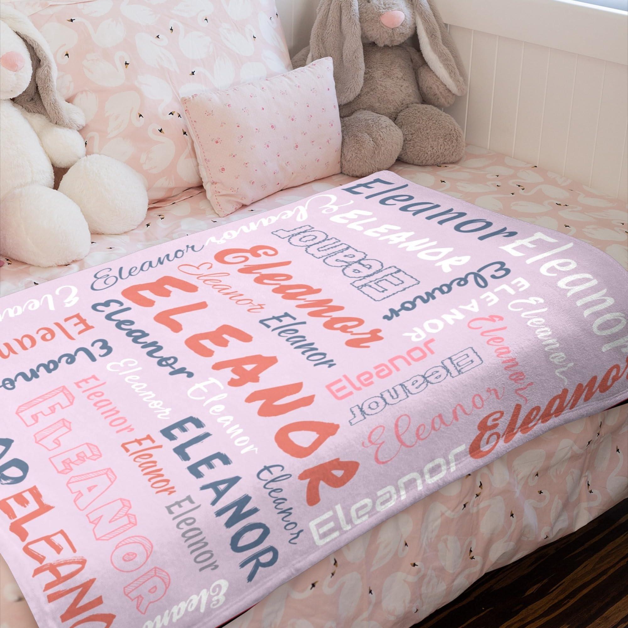 Diyrap Diyrap Personalized Blankets Customized Blanket with Name for Adults and Kids Custom Baby Blanket Fleece Throw for Baby Girls and Boys