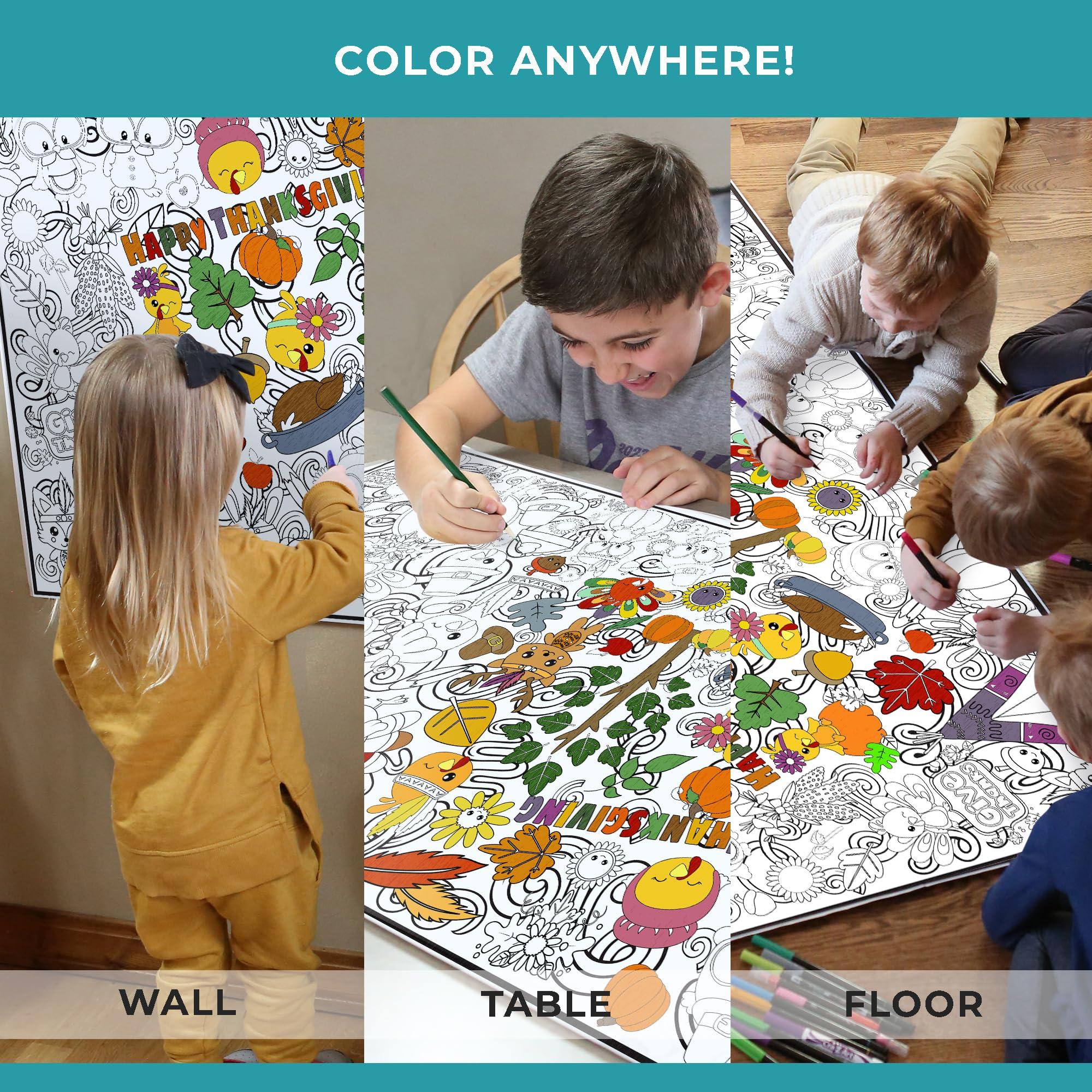 Artistic Chaos Ink Large Coloring Poster - Classic Coloring Sheets for Kids & Adults, Use on Floor, Wall, or as Table Cover, Giant Coloring Pages with Quality Paper, Perfect for Parties & Classroom (Critters 36\"x72\")