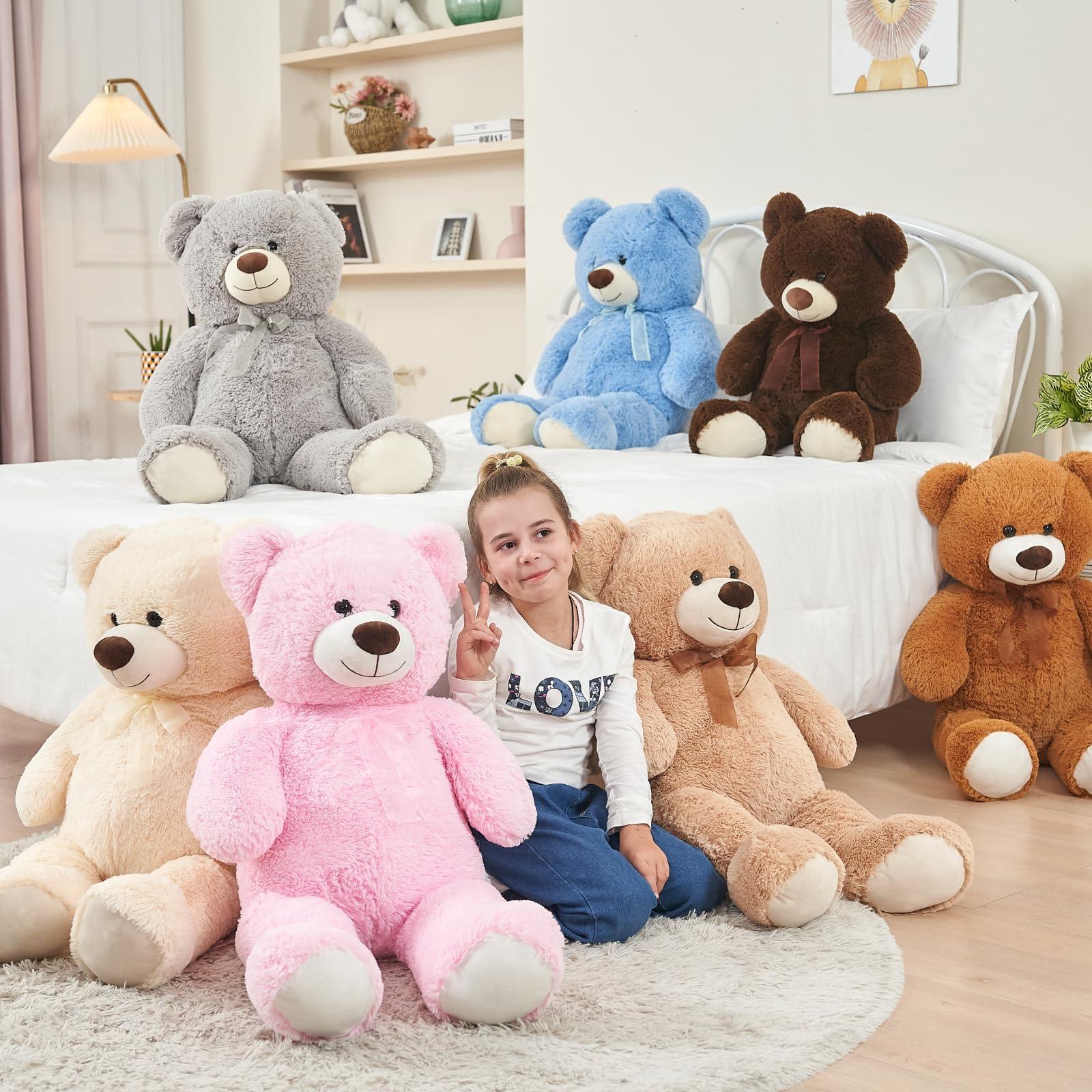 DOLDOA DOLDOA Giant Teddy Bear Soft Stuffed Animals Plush Big Bear Toy for Kids, Girlfriend 35.4 inch (Tan)