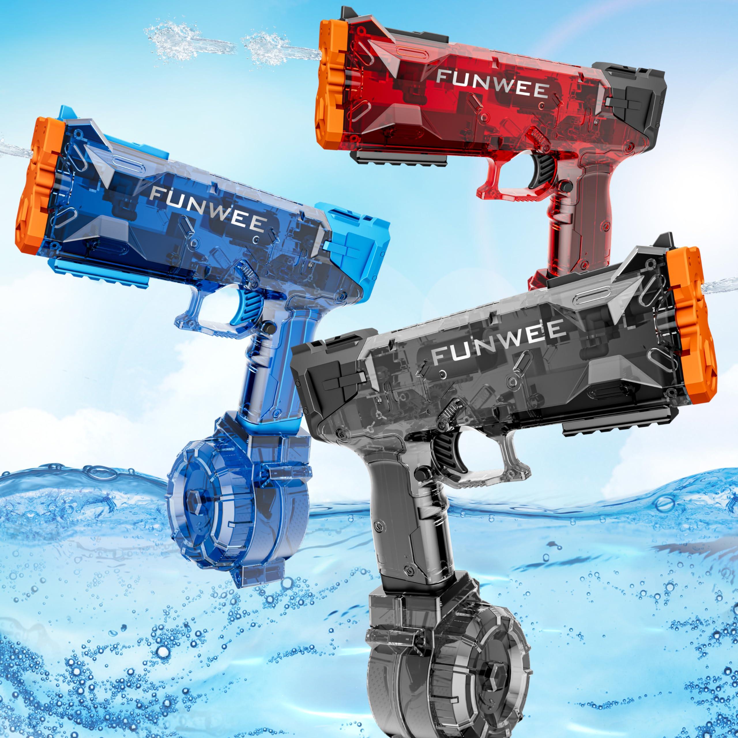 Funwee Funwee 3 Electric Water Guns for Adult Kid, Strongest Full Auto Water Pistol High Capacity 500+ Water Blaster, 26-30 FT Range Powerful Classic Water Squirt, Summer Outdoor Swimming Pool Water Toy