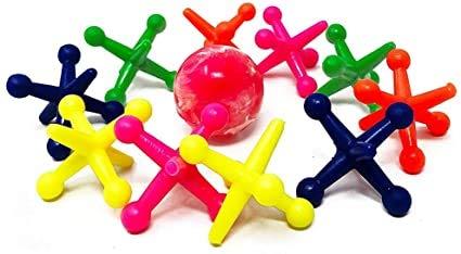 JA-RU JA-RU Jumbo Jax Toy Set w/Rubber Ball (12 Jax Set) Rainbow Neon Color Jacks Game for Kids & Adults. Classic Retro Toys. Bulk Birthday Party Favors Vintage Stocking Stuffers Pinata Filler. 731-12p