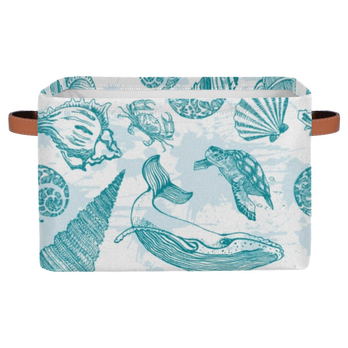 JXDXHCW JXDXHCW Whales Printed Storage Basket Bins with Handles Collapsible Basket Canvas Fabric For Bedroom Home Office