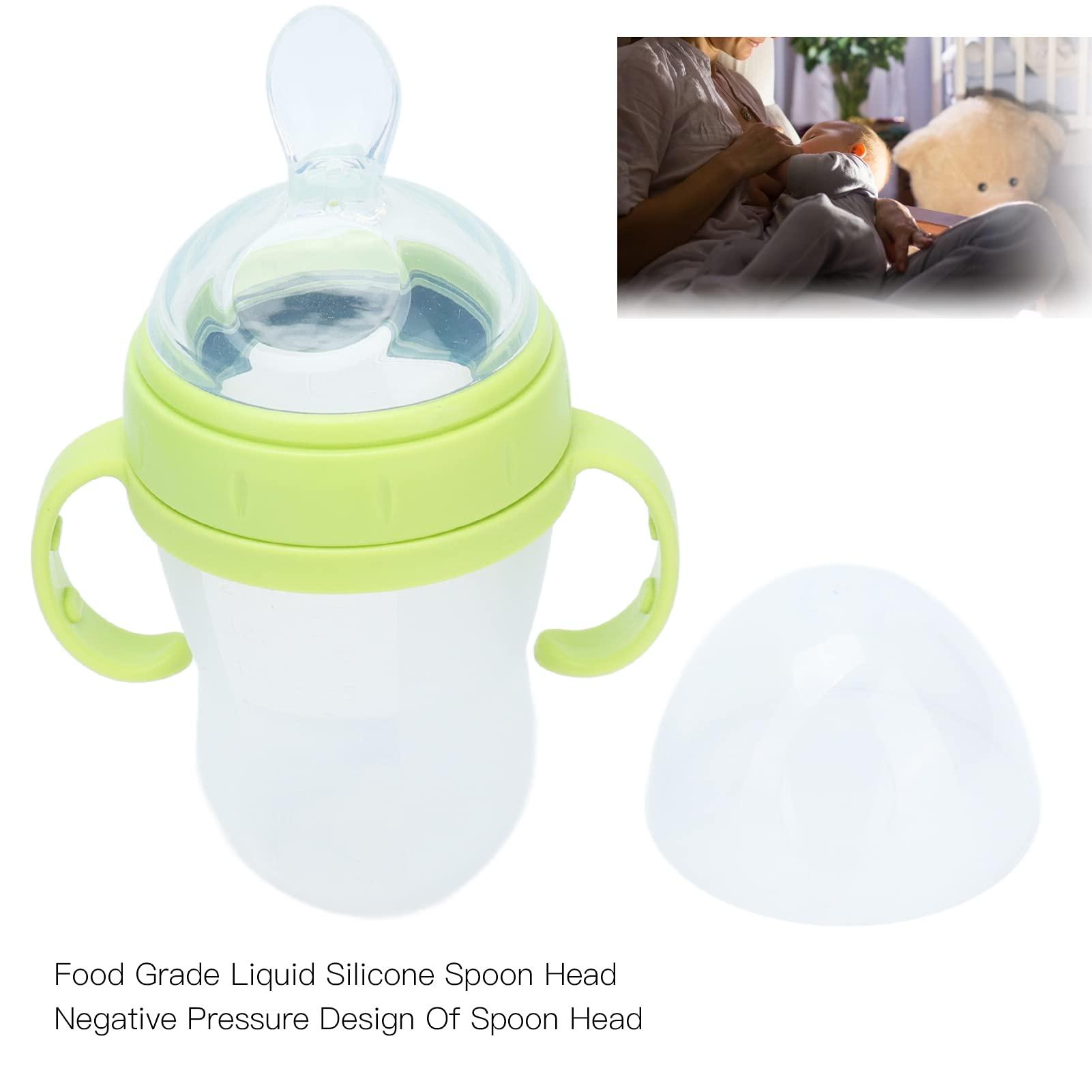 Natudeco Baby Food Feeder Infant Flowing Food Bottles Silicone Unisex Food Squeeze Bottle Kid Food Dispensing Spoon Infant Self Feeding Tool Children Tableware