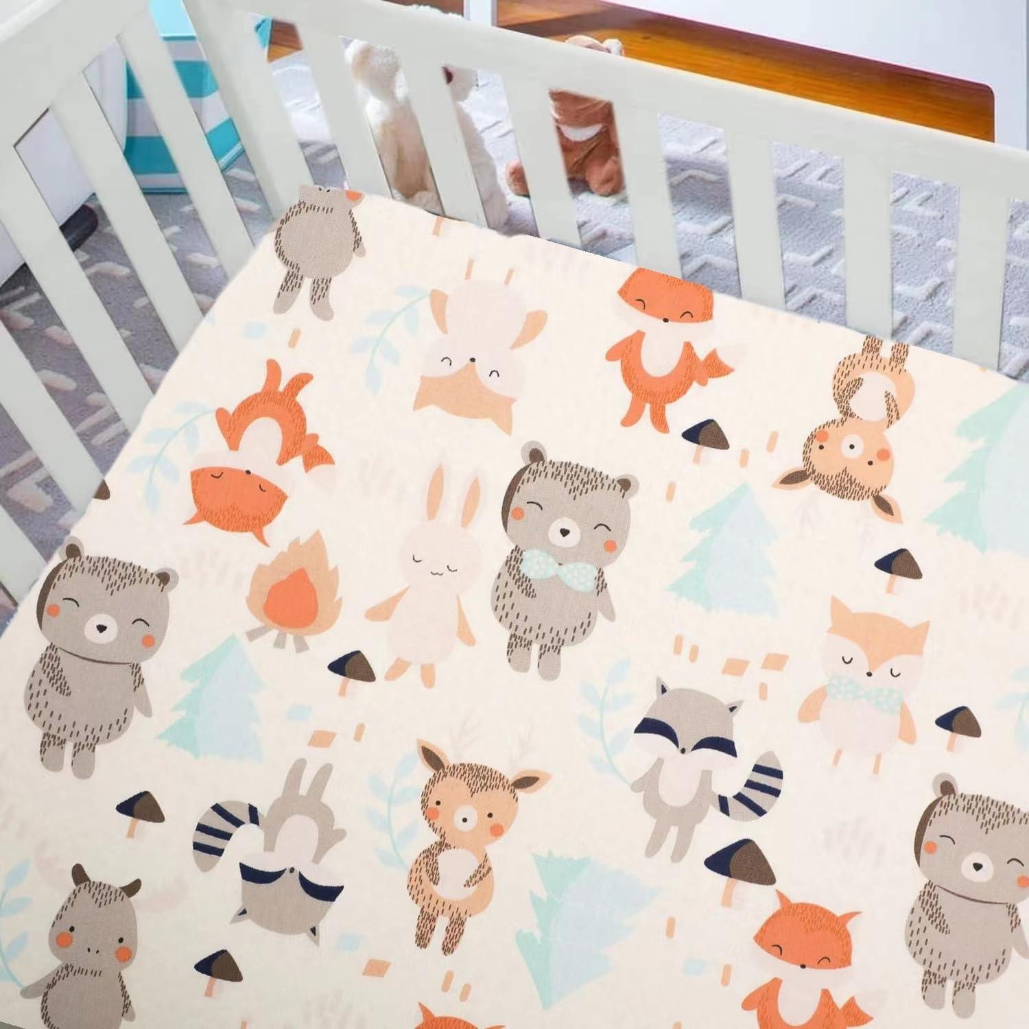 Aisawate 2 Pack Crib Sheets for Boys, Girls - Fitted Crib Sheet, Baby Crib Sheets Neutral, Crib Mattress Cover 52"x28"- Organic Cotton Toddler Bed Sheet Fitted for Standard Crib Mattress (Animal)