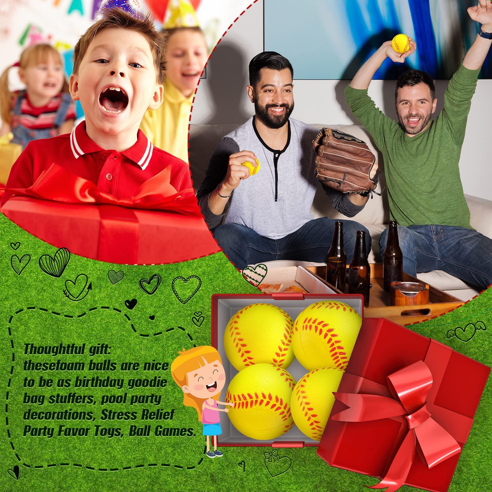 HyDren HyDren 20 Pcs Mini Softball Stress Balls Bulk Softball Gifts Yellow Foam Sports Balls Softball Party Favors for Party Bag Gift Fillers Stress Relief School Carnival Reward Softball Toy Games, 2.5 Inch