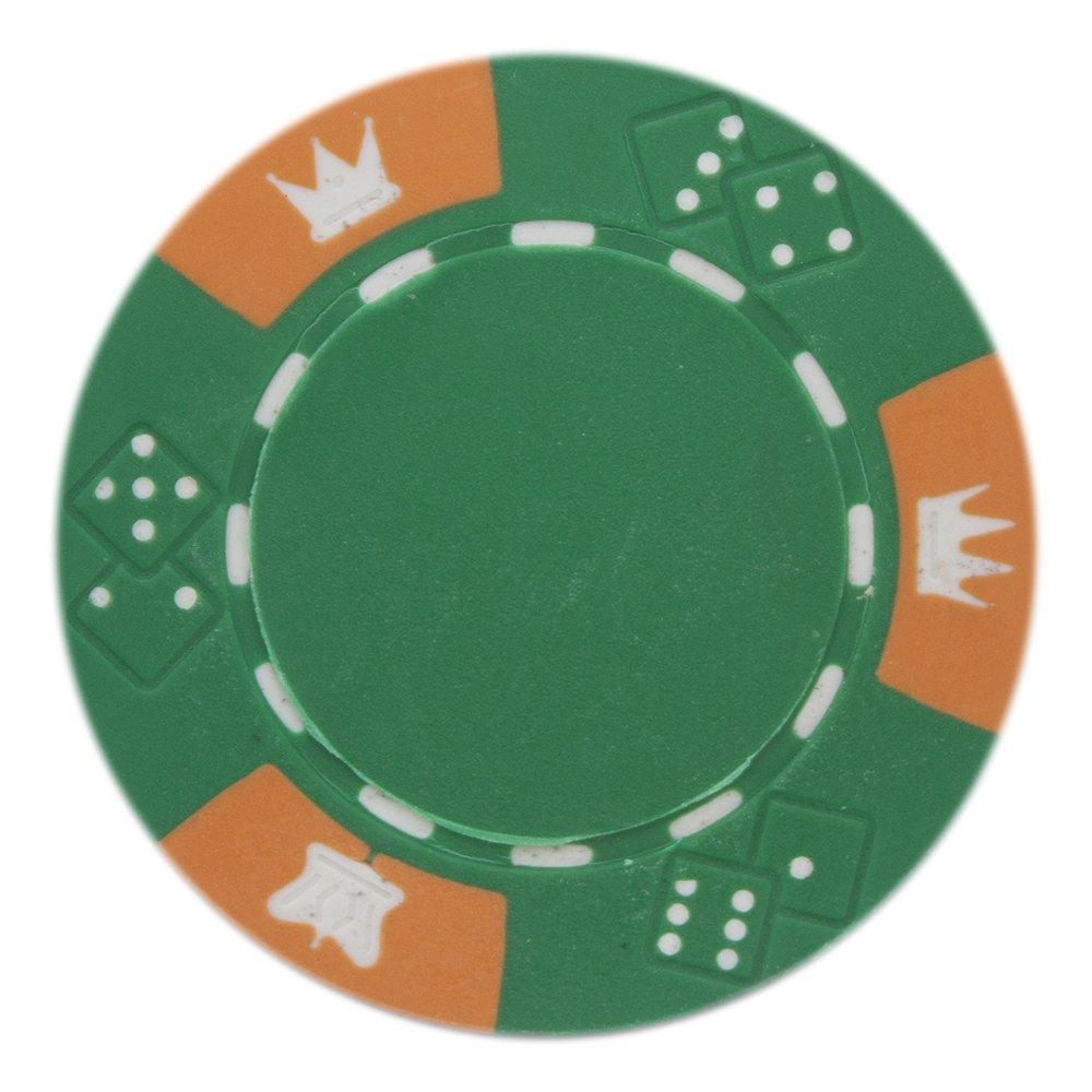 Brybelly Brybelly Crown & Dice Poker Chip Heavyweight 14-Gram Clay Composite – Pack of 50 (Green)