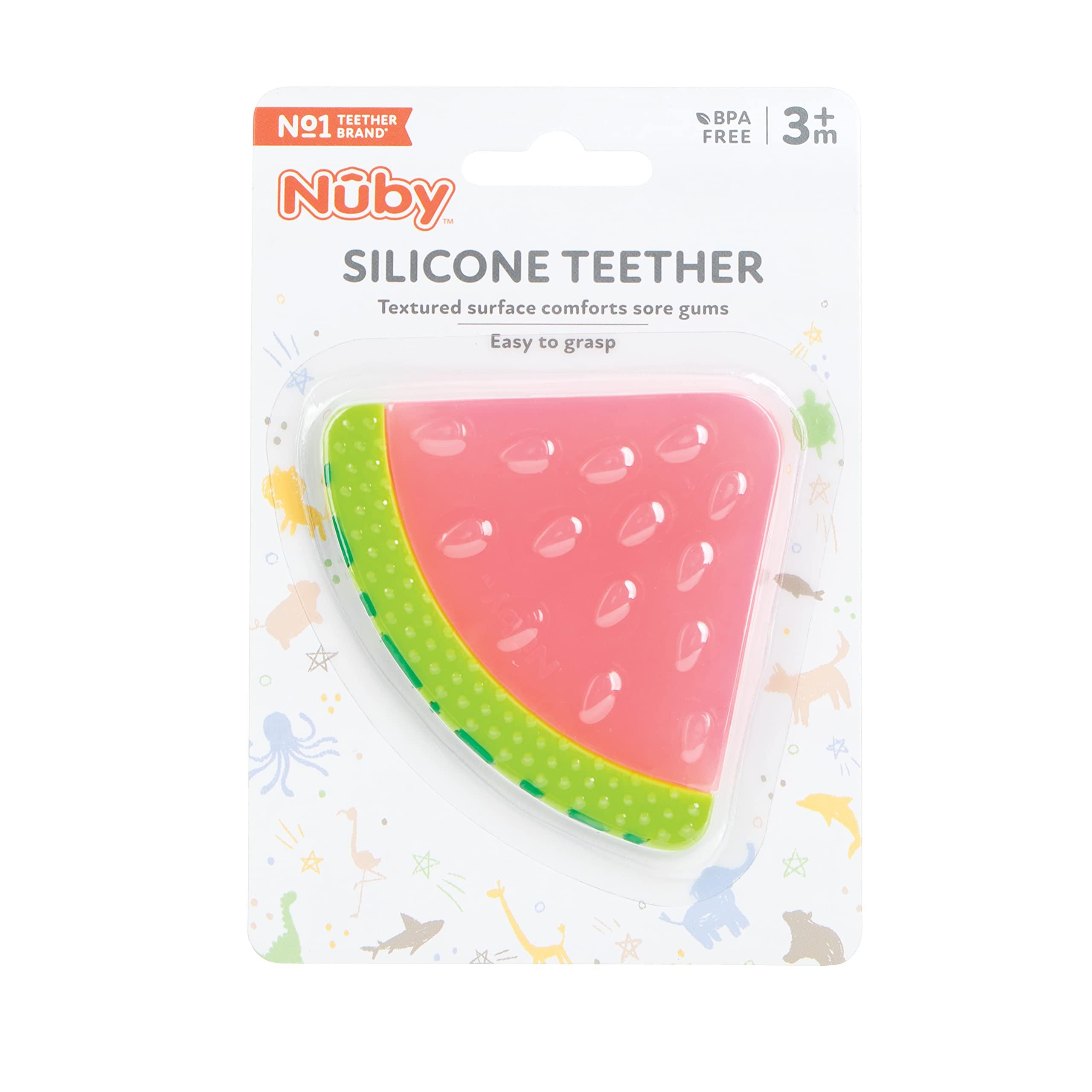 Nuby Nuby 100% Silicone Fruit Teether, Watermelon 3M+