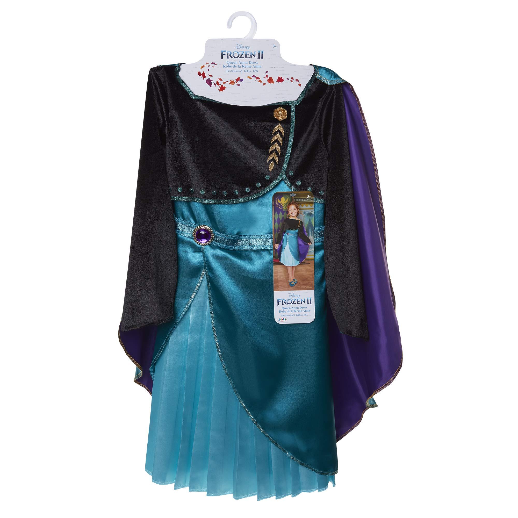 Disney Frozen Disney Frozen 2 Queen Anna Dress - Outfit Fits Sizes 4-6X - Costume for Girls Ages 3+