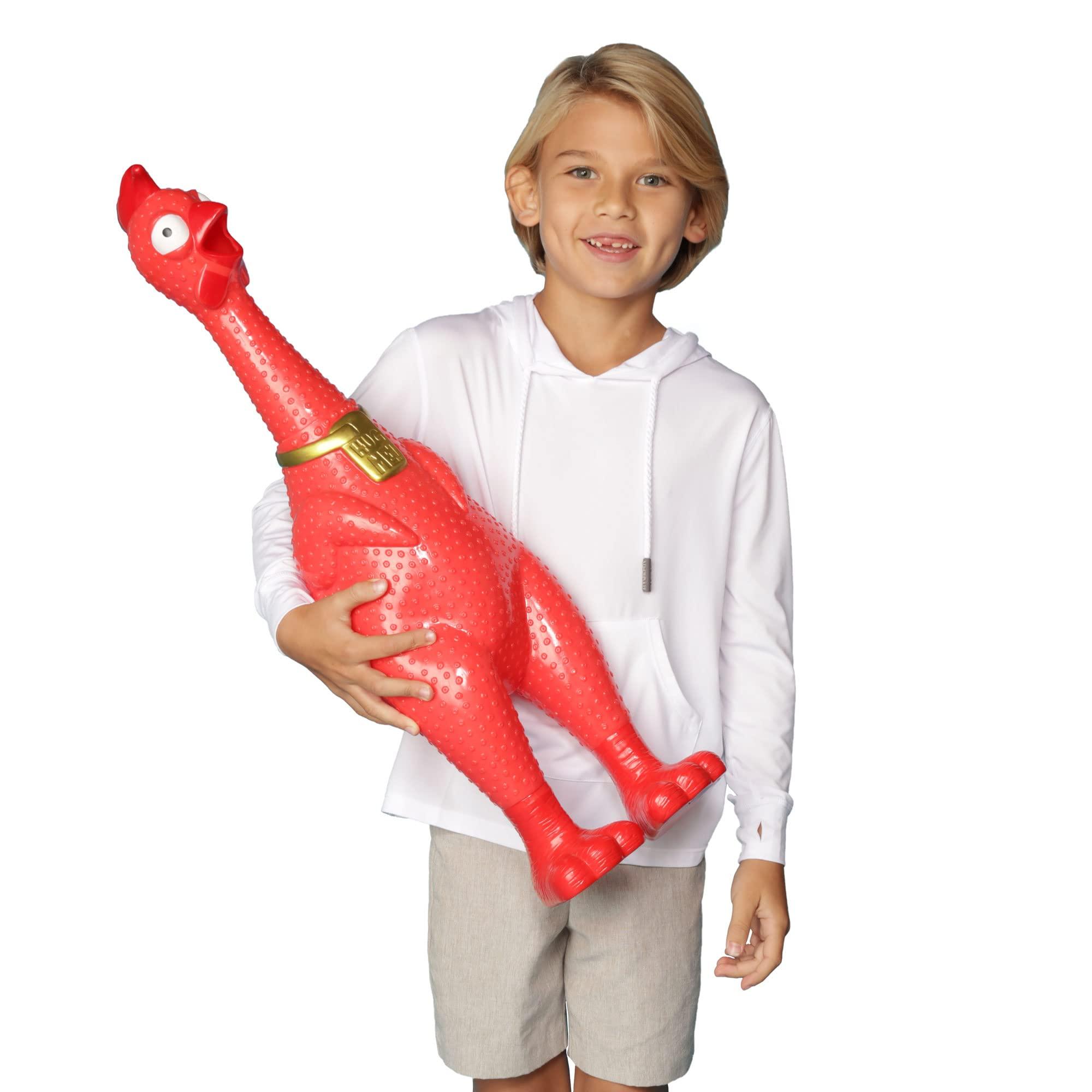 Animolds Animolds Hug Me Giant Rubber Chicken- Huge Screaming Rubber Chicken Toy for Kids Novelty Extra Large Squeaky Toy | Our Biggest Chicken Yet! (Red)