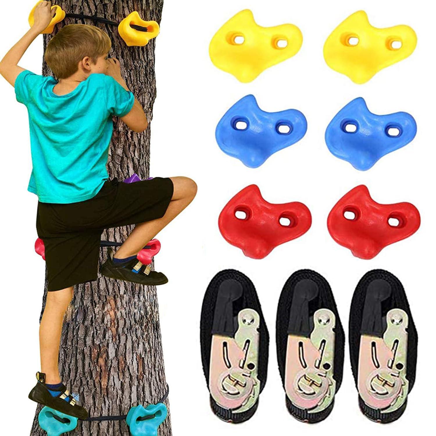 hooroor hooroor Ninja Warrior Obstacle Course for Kids and Adults - 66FT Slackline with Tree Climbing Rock Holds, Swing Seat, Monkey Bars, Ring Wheel, Rope Ladder - Outdoor Training Playset