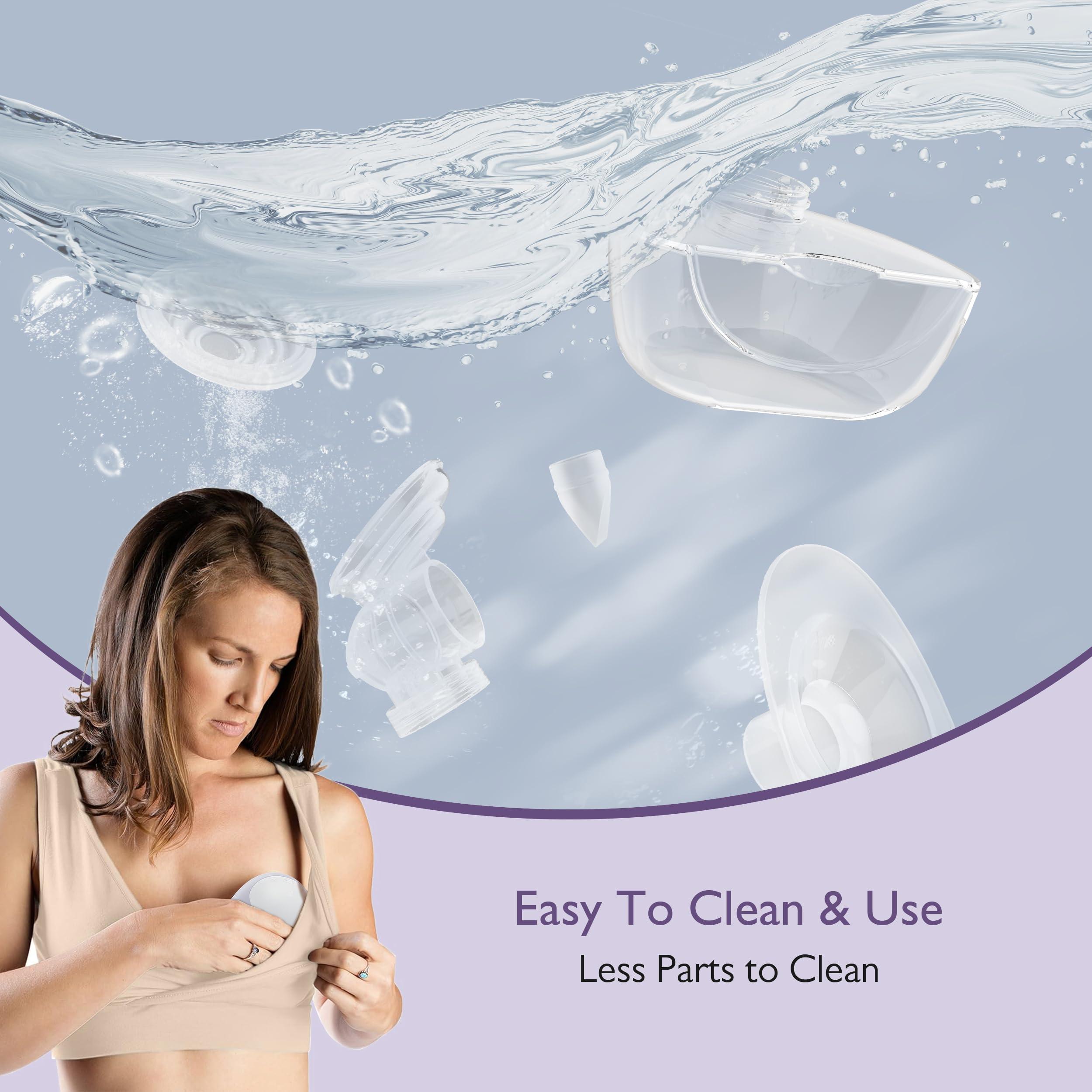 Momfree Hands Free Breast Pump:Wearable Breast Pump Portable with 3 Modes/9 Levels/LED Display - Low Noise,for 25/21/17mm Silicone Cushion Insert,2 Count