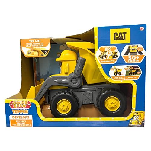 CAT CAT Construction Toys, Junior Crew Tipper - Interactive Dump Truck Toy - 50+ Phrases & Sounds, Motorized Facial Movement, Great 2 Year Old Toys for Boys