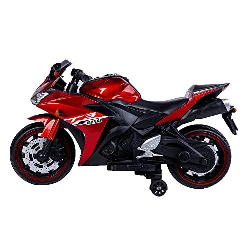 TAMCO Kid Motorcycle,TAMCO Kids Electric Motorcycle with Training Wheels,Ride On Motorbike, Speed by Hand, Music Function, Max Load 66LB (Red)