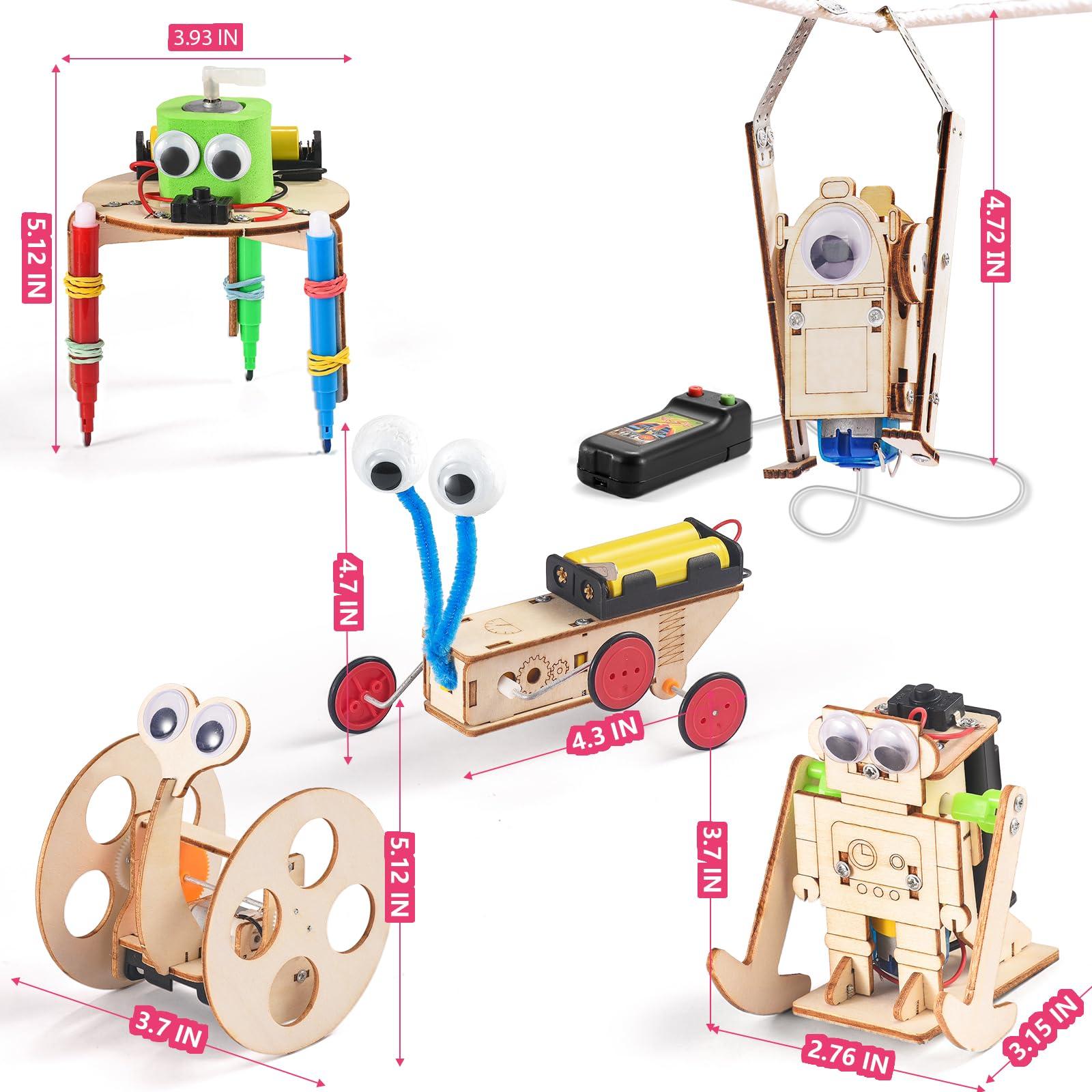 Yutin STEM Robots Kits for Kids Ages 5-7 8-10, Wood Building Art Crafts Kits for Boys 6-8 8-12, 3D Wooden Puzzles Robotics Models, Science Woodworking Projects STEM Toys Gifts for Boy 6 7 8 10 12 Year OId