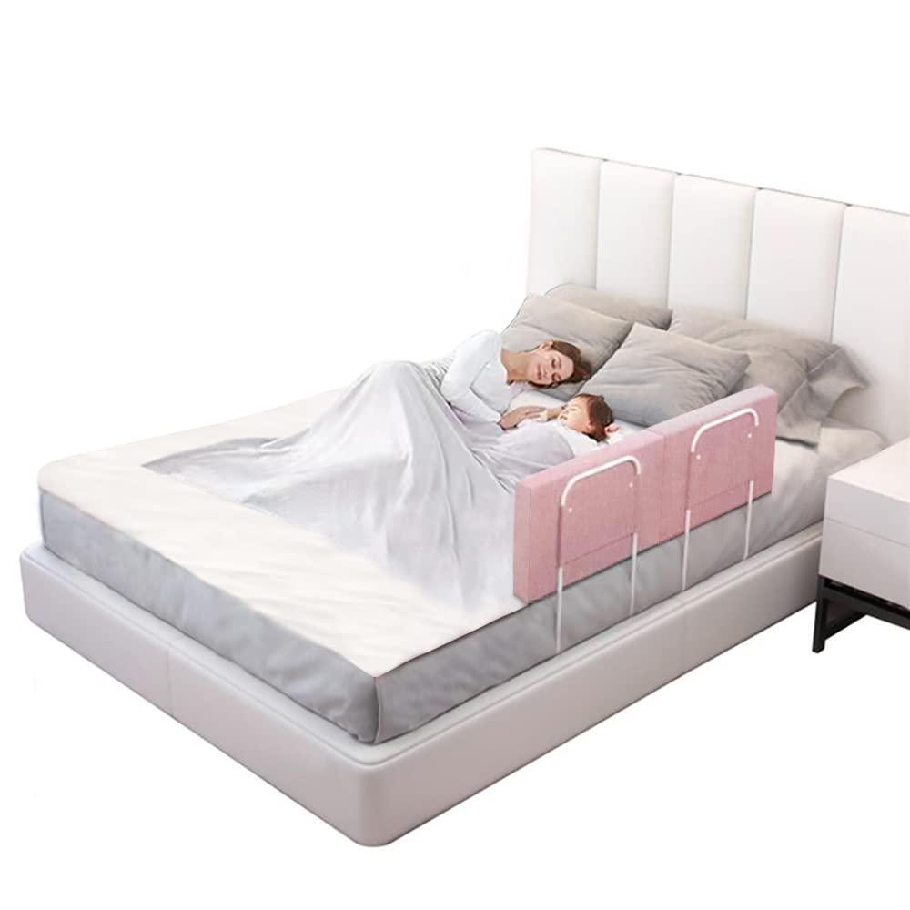 OCBAiLi Bed Rail, Bed Rail Guards for Toddlers, Kid, Adult, Bed Rails for Full, Queen, King, Twin, Bunk Beds to Prevent Falls, Bed Side Rails Can be Flexibly Combined, Easy Installation (Pink, 2 Packs)
