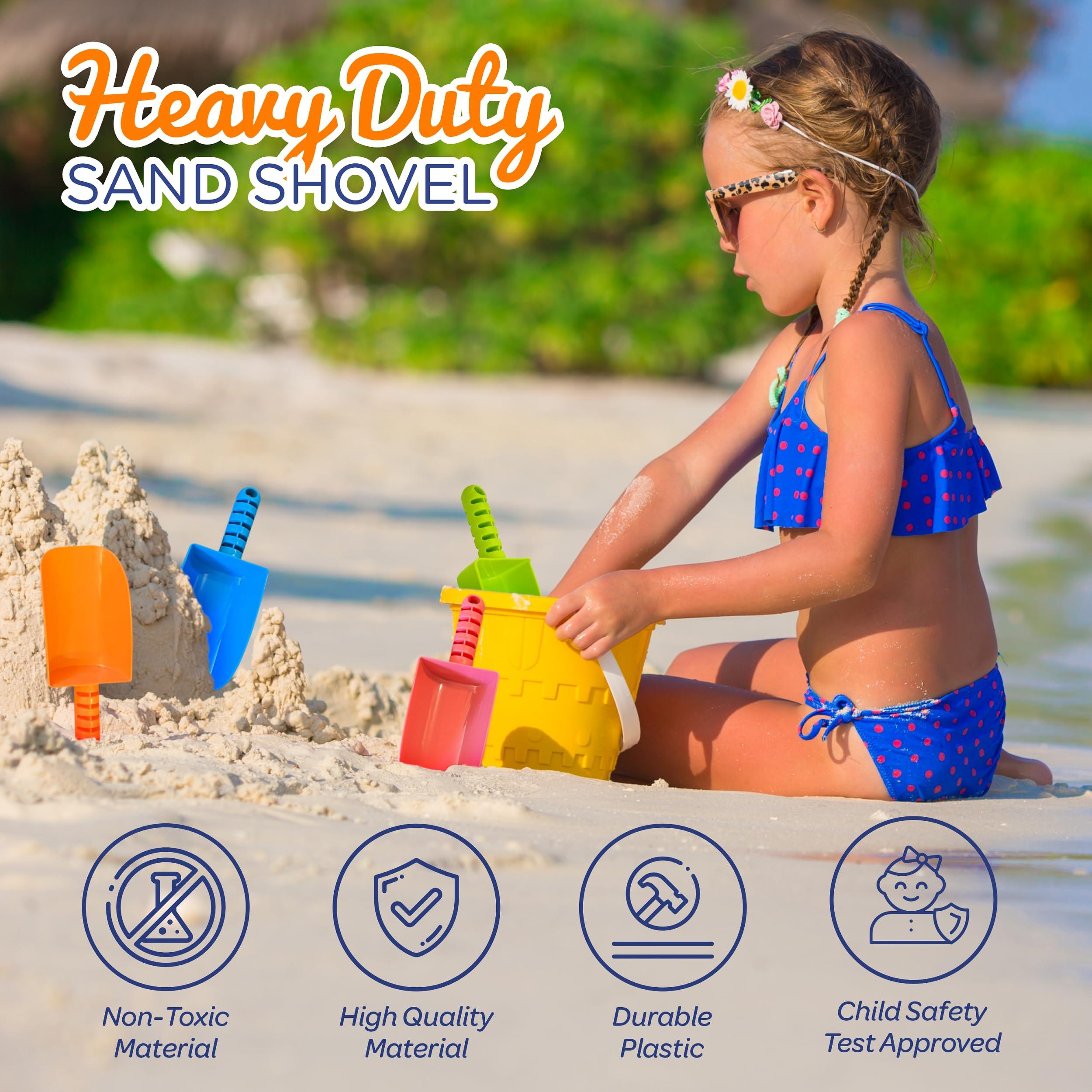 4E\'s Novelty 4E\'s Novelty 4 Pack Beach Shovels 8 Inch, Heavy Duty Plastic Sand Shovel for Kids, - Great for Planting Gardening Shovels for Toddlers, Outdoor Digging Sandbox Toys