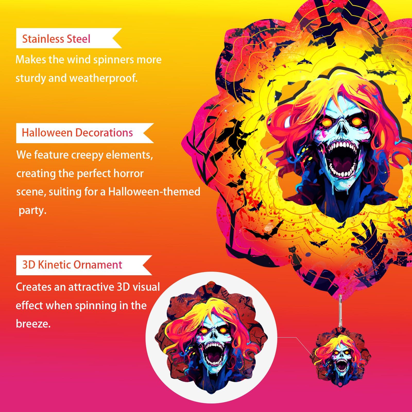 JOINOW Halloween Metal Wind Spinners Hanging Wind Spinner Garden Ornament Gifts for Women/Men,12inch Wind Spinner for Home Party Decor,Outdoor & Indoor Decorations