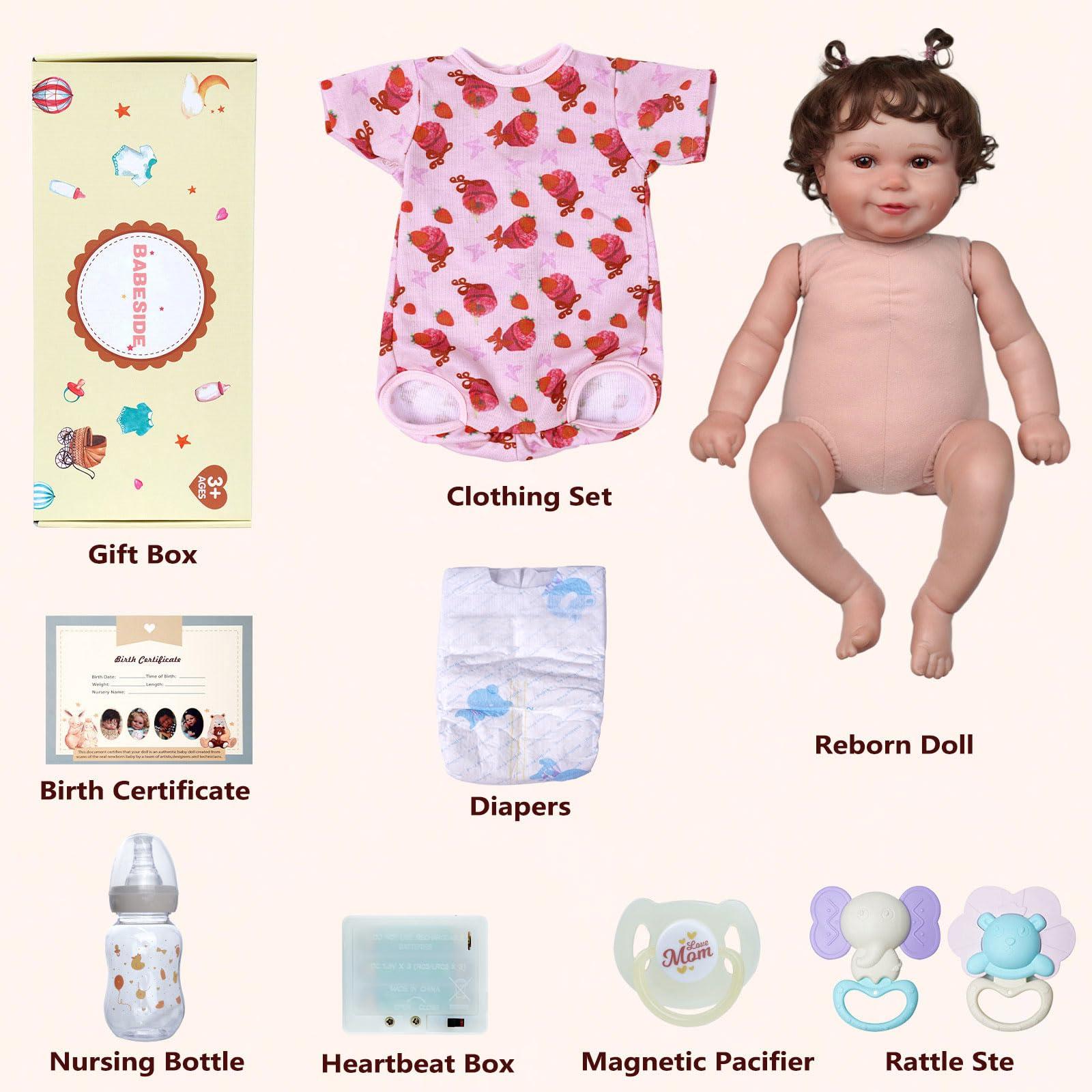 BABESIDE BABESIDE Lifelike Reborn Baby Doll with Heartbeat Maddy, 20 inch Handmade Reborn Baby Dolls Girl with Crying and Babbling Voice, Real Baby Dolls That Look Real for Girls Boys Kids Age 3+