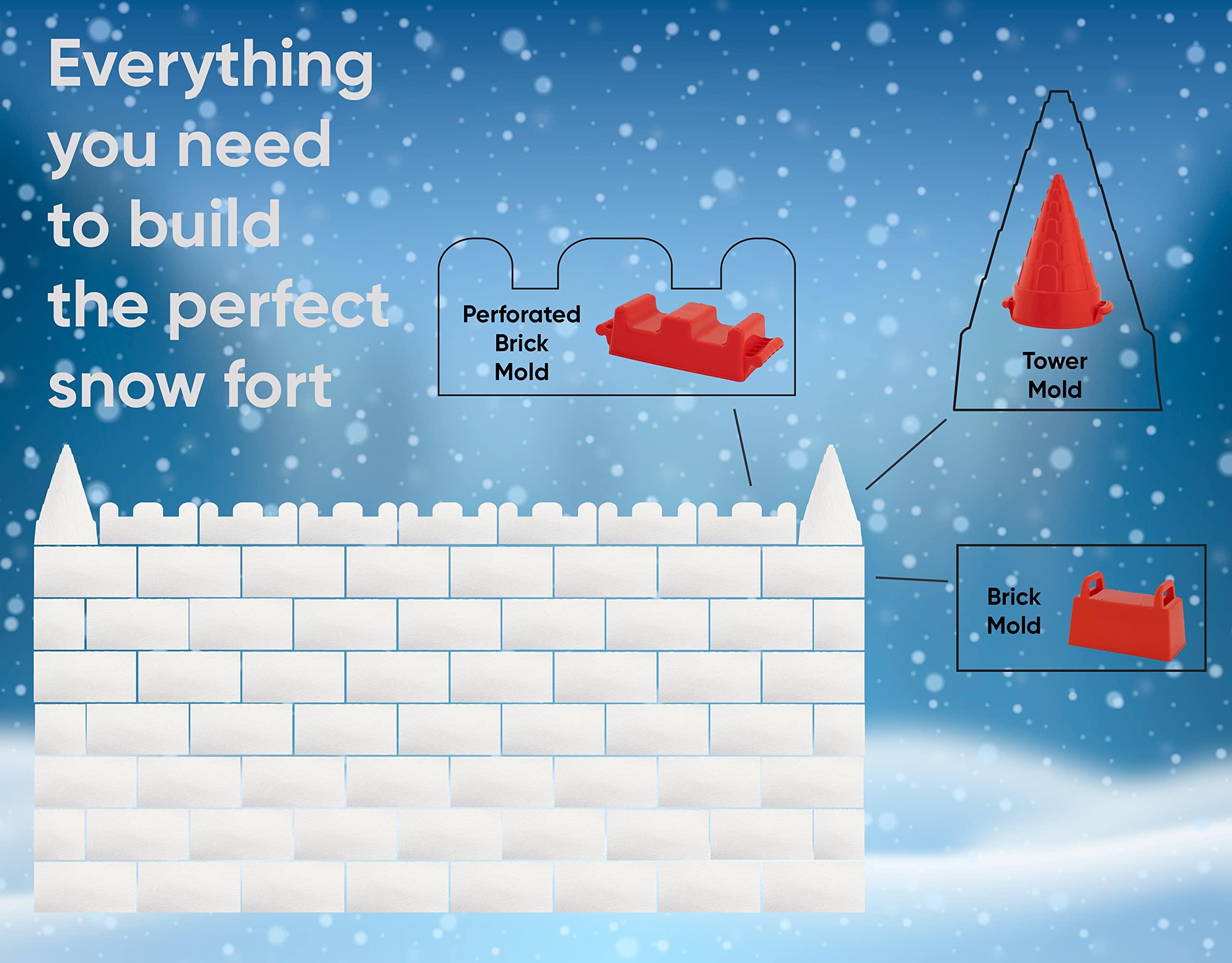 Superio Superio Sand Castle Building Kit for Adults and Kids (Crenellated Brick, 3 Pack) Snow Brick Maker, Igloo Fort Block Form, Outdoor Winter Snow Toys