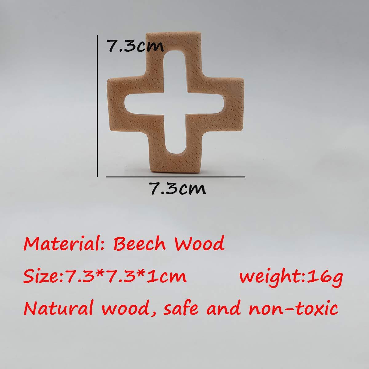 Arakierst Arakierst 2pcs Organic Wood Cross Pure Natural Animal Shape Toys Beech Wooden Handmade Grasping Pattern DIY Pacifier Chain Pendant