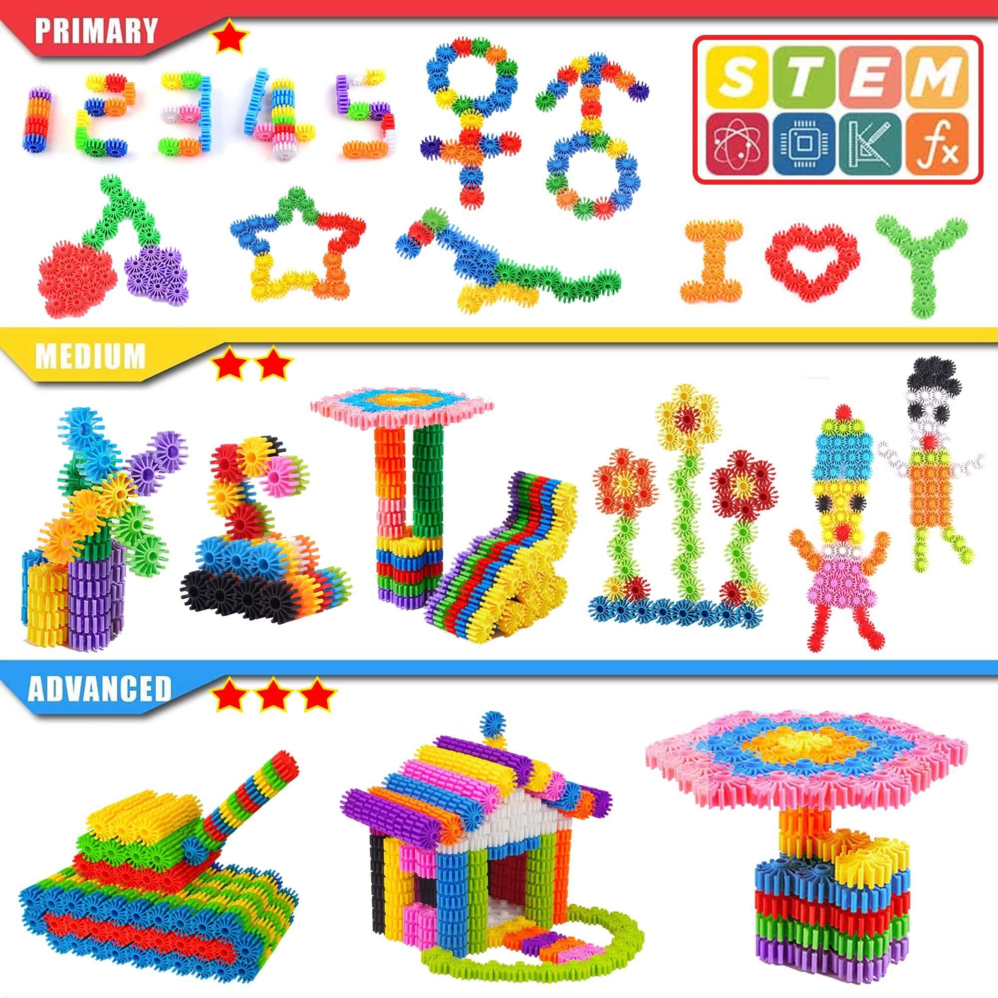 KASHIAOTE KASHIAOTE Gears Interlocking Learning Set, STEM Construction Toy Set - Building Kids Toys 180 Pcs - 10 Colors