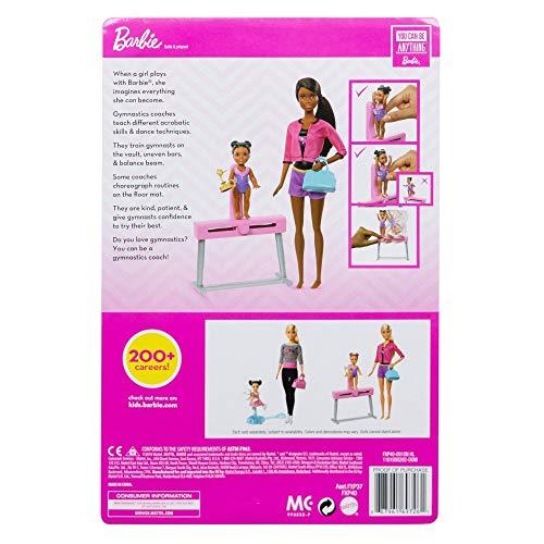 Barbie Gymnastics Dolls Playset with Brunette Coach Barbie Doll Bru