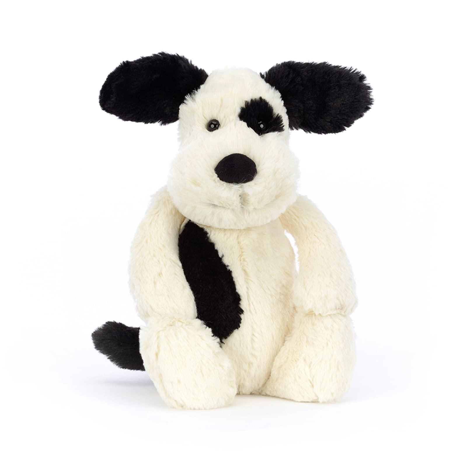 Jellycat Jellycat Bashful Black and Cream Puppy Stuffed Animal, Medium 12 inches | Dogs and Puppies Plush Toy | Classic Children\'s Gift
