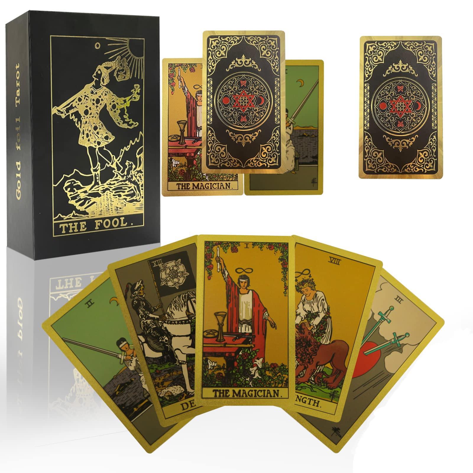IXIGER IXIGER Tarot Cards,78 Tarot Deck Cards,Tarot Cards for Beginners,Tarot Cards with Guide Book,Fortune Telling Cards Game,Black Gold Tarot Deck Storage Box