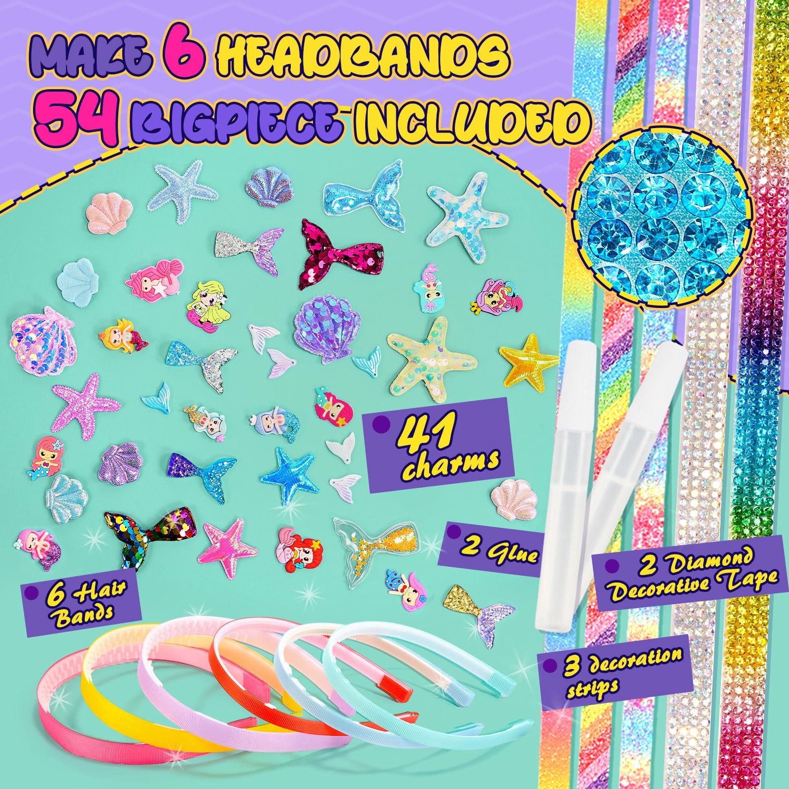 Toyjolka Hair Accessories for Girls,Headband Making Kit Arts and Crafts for Kids Ages 4-6 6-8 8-12,Girls Toys Hair Accessories Set for 4 5 6 7 8 9 Year Old Girl Birthday Gifts