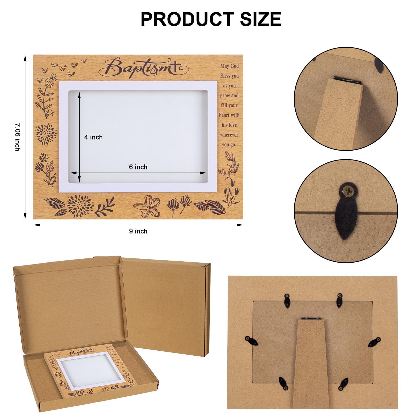 BiKontrun Baby Baptism Picture Frame - Baptism Photo Frame for Boys and Girls,Christening Keepsake Photo Frame,Baby Baptism Gifts with Warm and Caring Blessing of Words"May God Bless You Wherever You Go"