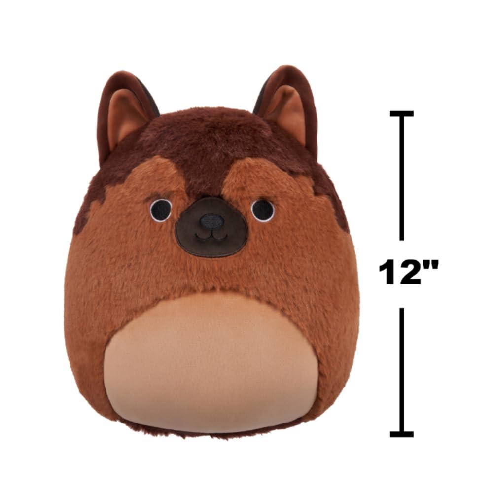 Squishmallows Squishmallows 12\"\" Fuzz-A-Mallows - Mario The German Shepherd - Official Kellytoy Plush - Collectible Soft & Squishy Stuffed Animal Toy - Gift for Kids, Girls & Boys - 12 inch, Brown