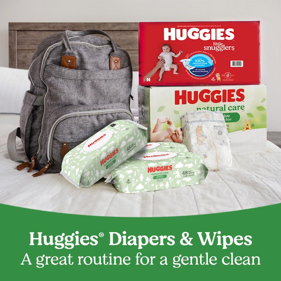 HUGGIES Huggies Natural Care Sensitive Baby Wipes, Unscented, Hypoallergenic, 6 Flip-Top Packs (288 Wipes Total)