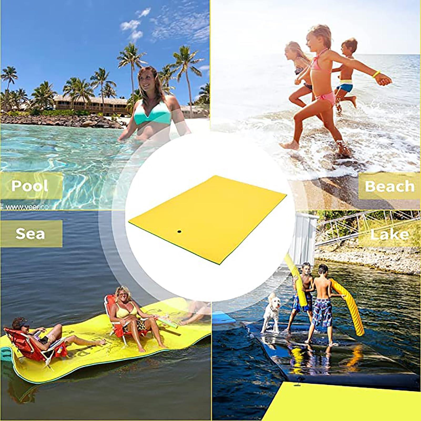 WKXTECZT WKXTECZT Tear-Resistant XPE Foam Floating Water Mat, Relaxing Foam Pool Float Lily Pad Floating Mat for Lake,Water Pad Floating Island for and Adults,Yellow,2.7mx1.4mx3.3cm