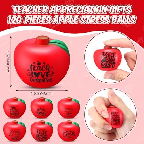 ShinyRelief ShinyRelief 120 Pcs Teacher Stress Relief Balls Thank You Stress Balls Bulk Squeeze Foam Soft Apple Shaped Teacher Appreciation Stress Balls Motivate Encourage Toys for Teacher's Day Gifts