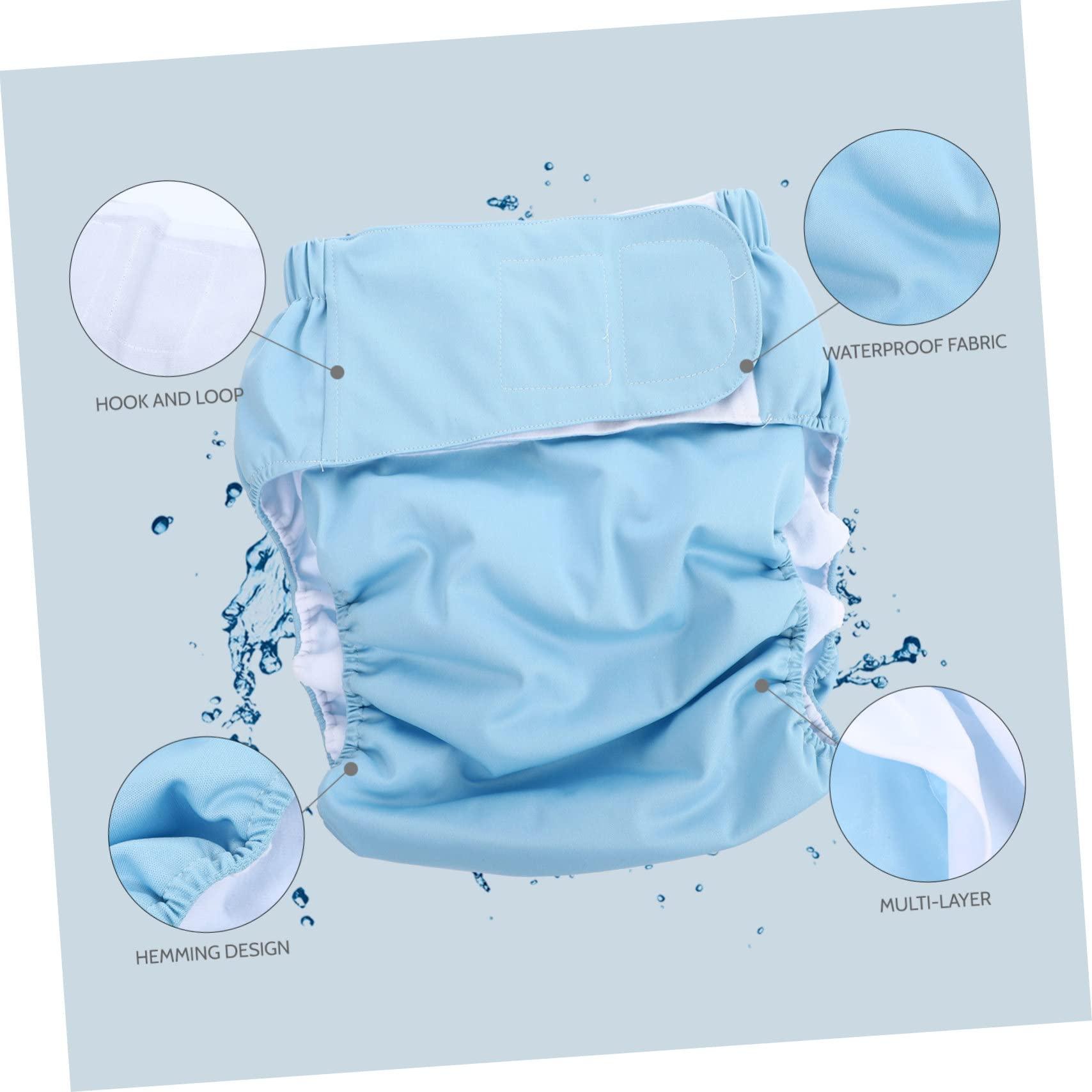 JECOMPRIS JECOMPRIS Adult Cloth Diaper Waterproof Nappy Elderly Incontinence Care Nappies Underwear Reusable Washable Overnight Diapers Pants for Disability Seniors Men Women Blue