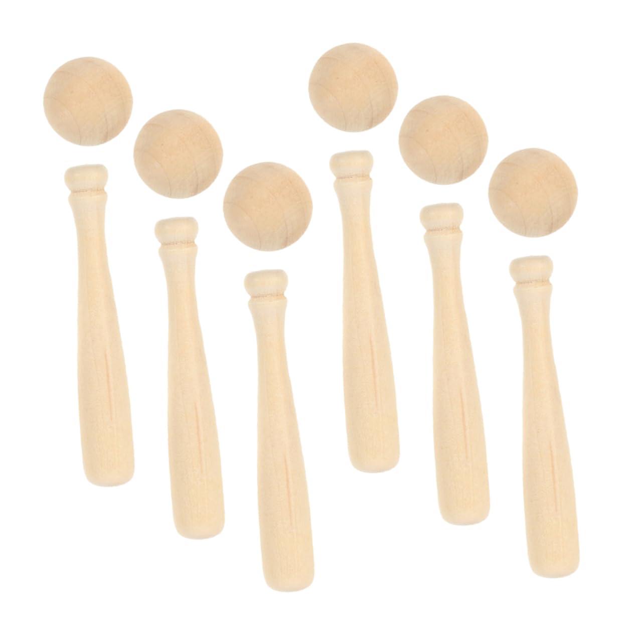Alasum Alasum 4 Sets Mini Baseball Bat Toys Woody Toy Baseballs Baseball Bats Wood Crafts Unfinished Mini Baseball Painting Models Mini Graffiti Models Painting Baseball Bat Wooden