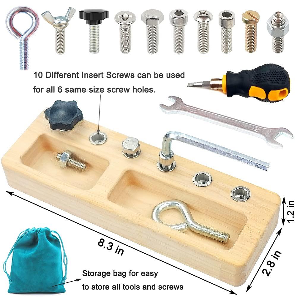 Yowlieu 14 Pcs Kids Montessori Screwdriver Board Set, Wooden Screw Driver Activities Tools Montessori Toys for 3 4 5 Year Old, Basic Skills Educational Sensory Learning Toy for Kids Toddlers Preschool