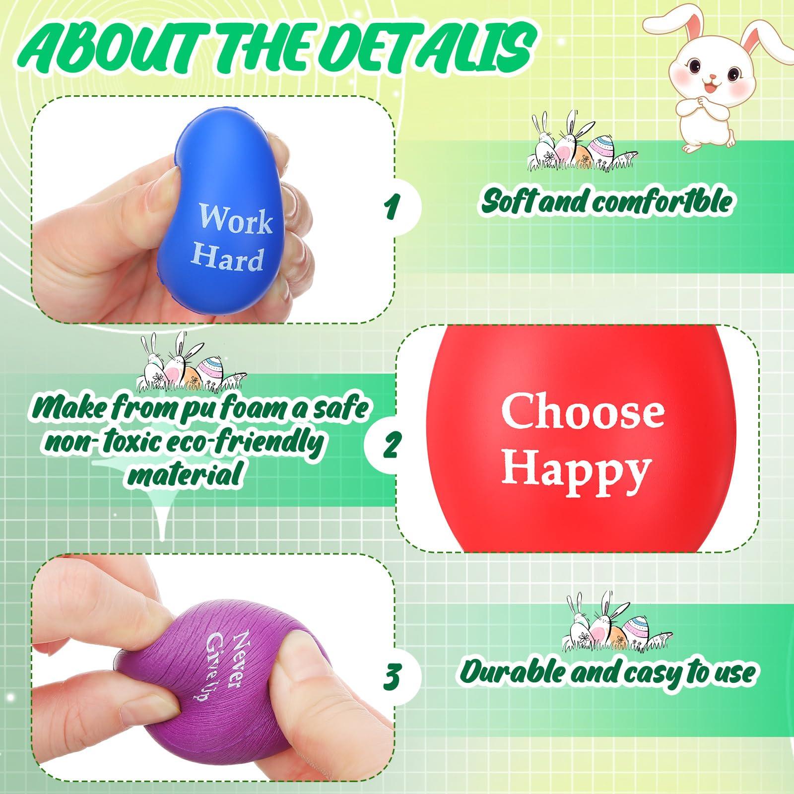 Hollowfly Hollowfly 48 Pcs Motivational Stress Balls Inspirational Stress Balls Stress Relief Ball Squeeze Eggs with Quotes Sensory Toy Colorful Foam Balls Graduation Gift