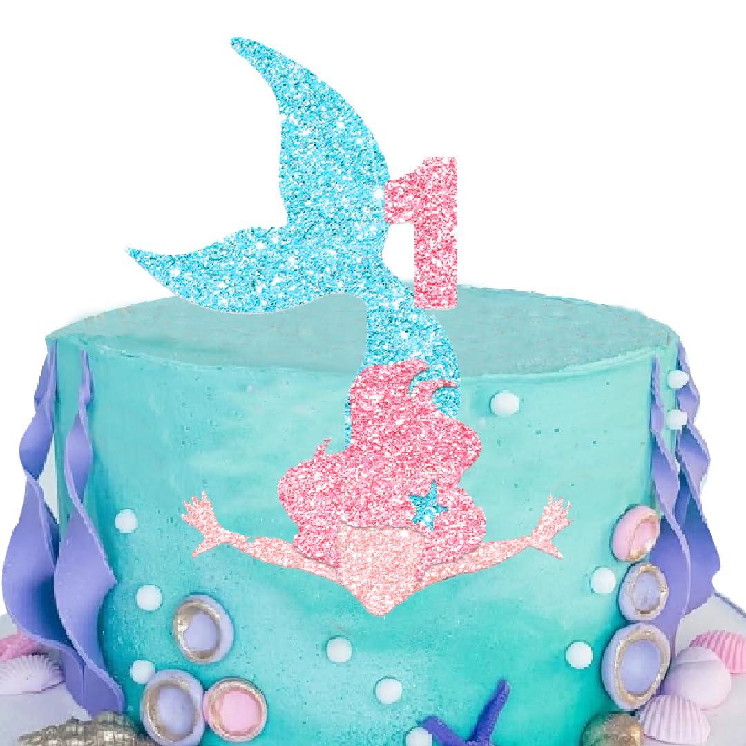 Linlmeet Mermaid Birthday Party Supplies, Mermaid Cake Topper Decorations for Mermaid Party Supplies Decor (L1)