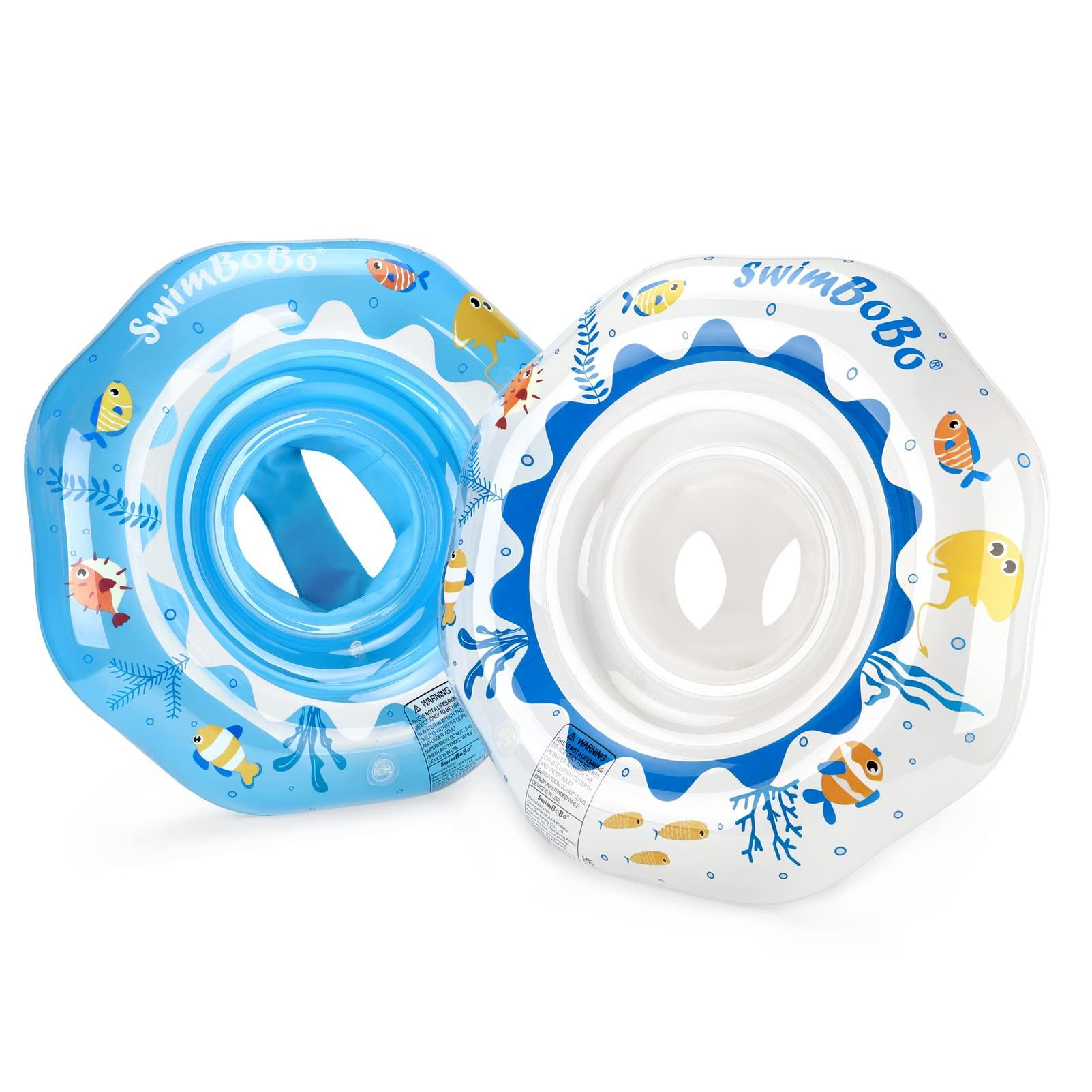 Swimbobo Swimbobo Inflatable Baby Swimming Float with Safe Seat for Age 6-36 Months Toddler (White Ocean)