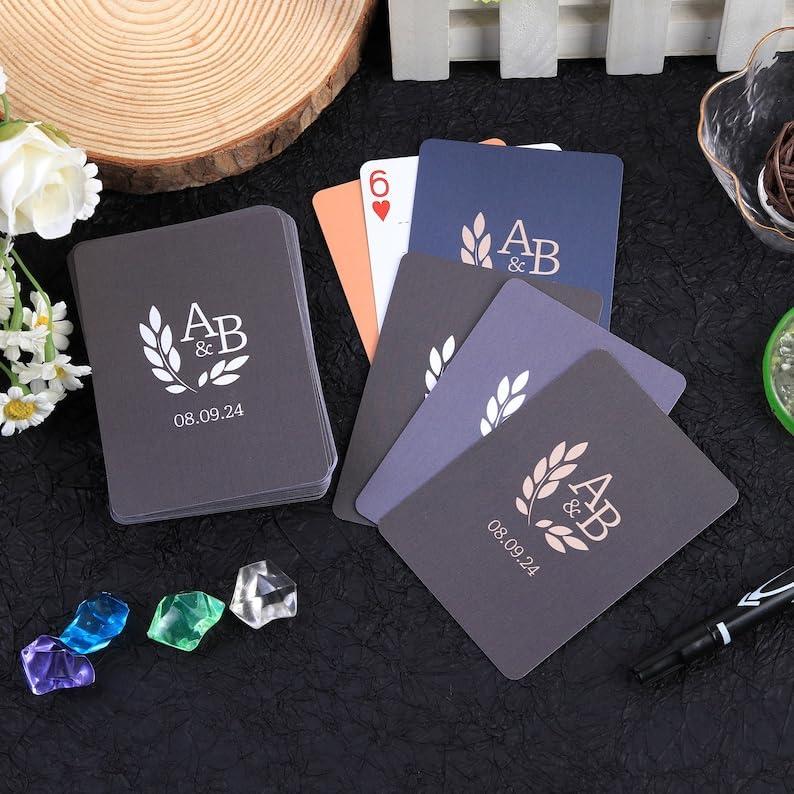 LongGenius LongGenius Unique Guest Book Card, Custom Wedding Monogram Playing Cards, Wedding Shower Favors, Custom Card Deck, Groomsmen Bridesmaid Card Gifts