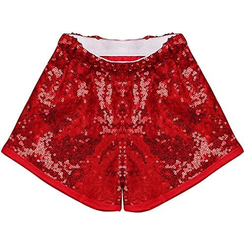 TAIKMD TAIKMD Girls Cheerleading Costumes Set Sequin Leotard Hip Hop Jazz Street Dance Suit Dress Shorts Wrist-Sleeves Socks Outfit (Red, 4-5)