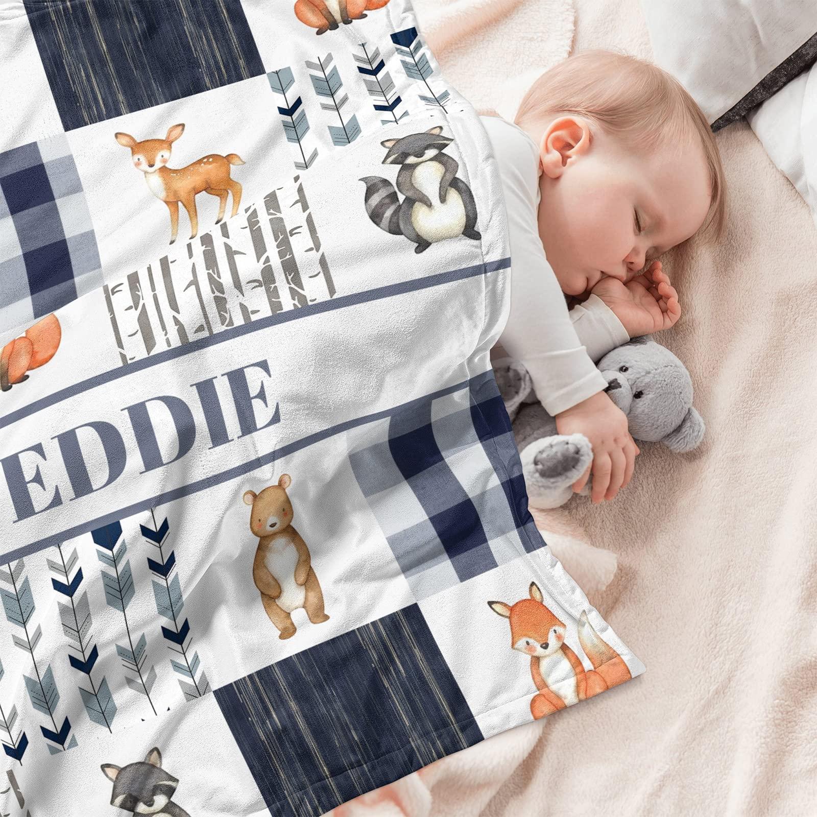 Munific Personalized Crib Bedding Sets for Baby Boys, Custom Baby Girls Crib Bedding Set with Name, Woodland Animals Nursery Bedding, 2 Piece Baby Crib Sets, Name Crib Comforter, Crib Fitted Sheets for Babies
