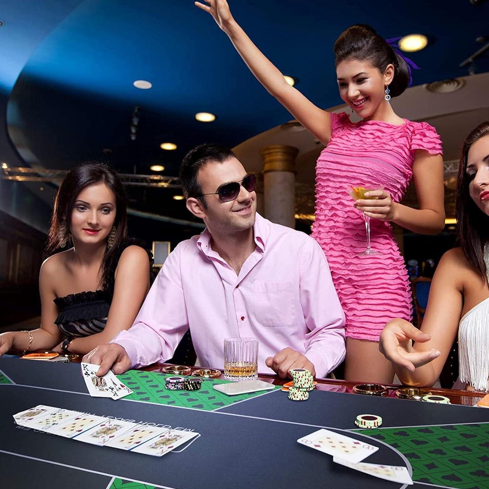 NVYAZJ NVYAZJ Portable Pokers Tablecloth, 10 Player Poker Mat with Rubber Non Slip Foldable Washable 70.9x35.4inch, Poker Felt Table Cover for Poker Games, Blackjack, Casino Green