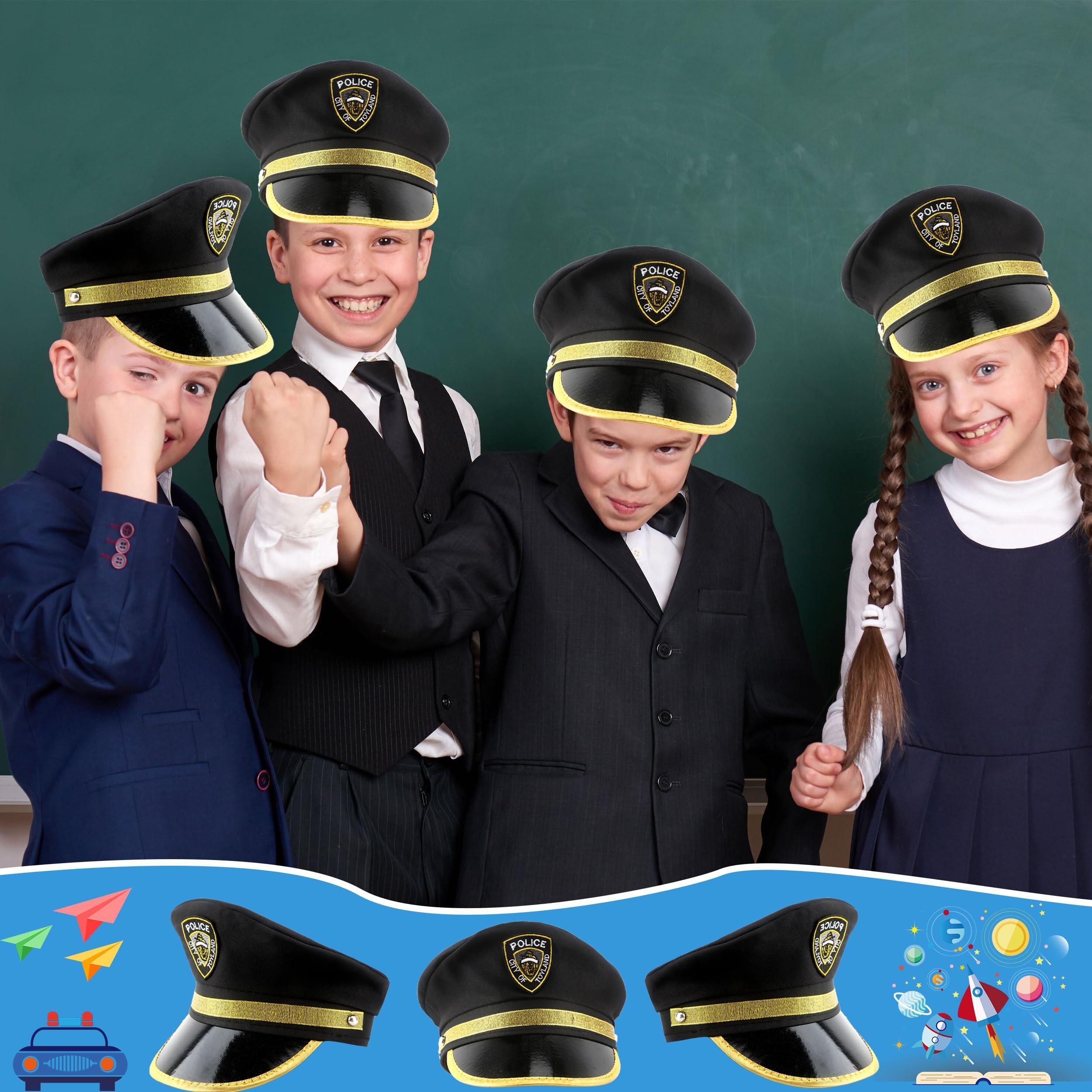 SGBETTER SGBETTER 8 Pack Child Police Hat Police Officer Costume Hat Cop Policeman Hat for Kids Halloween Cosplay Party Costume Accessory (Colors Style 1)