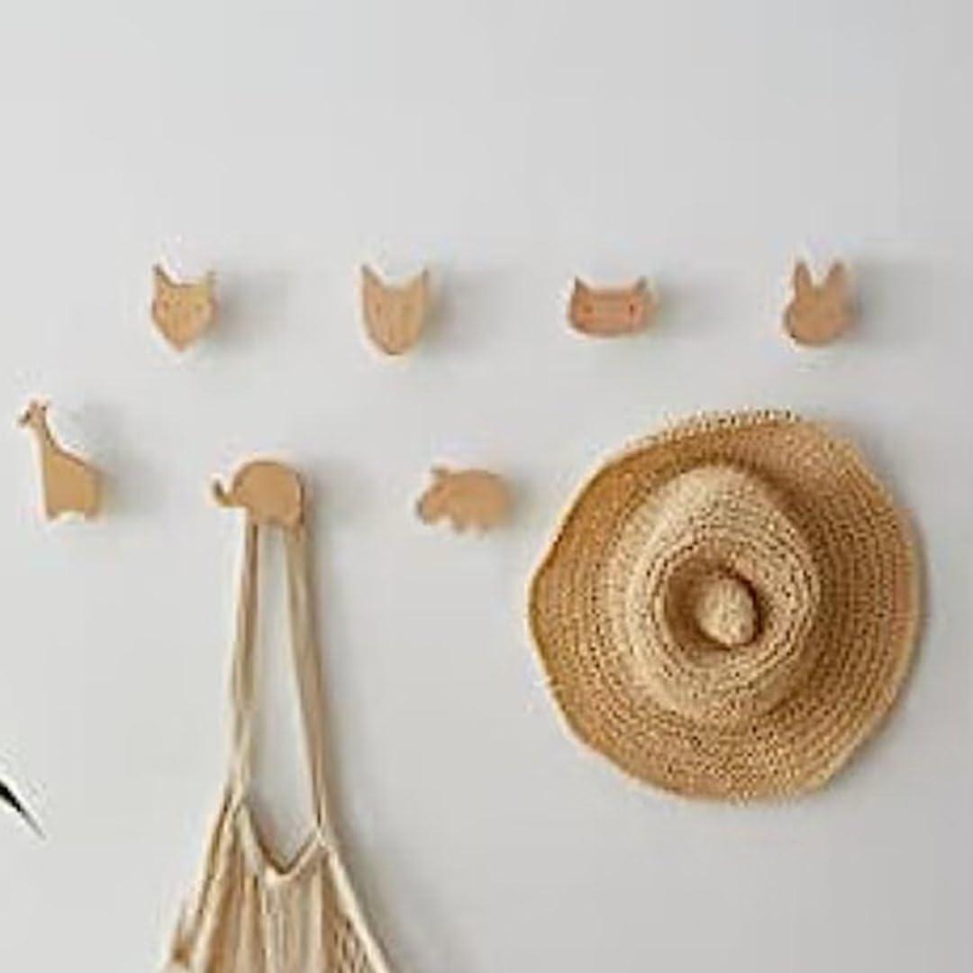 Klauer Wooden Door knobs,Wood Pull Knobs,Round Drawer Knobs,5 PCS Wood Cabinet Handle Knob for Furniture Door Animal Coat Hooks Wooden Hooks Wall Mounted Cupboards Handles for Bathroom Cabinets Doors Dresse