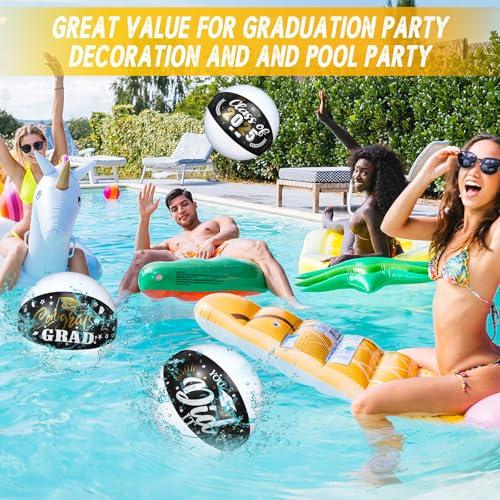 Hungdao Hungdao 20 Pcs Graduation Beach Balls Class of 2025 Congrats Grad Sign Inflatable Graduation Party Favors Supplies Decoration for Seniors Teens Summer Pool Beach Outdoor(Black)
