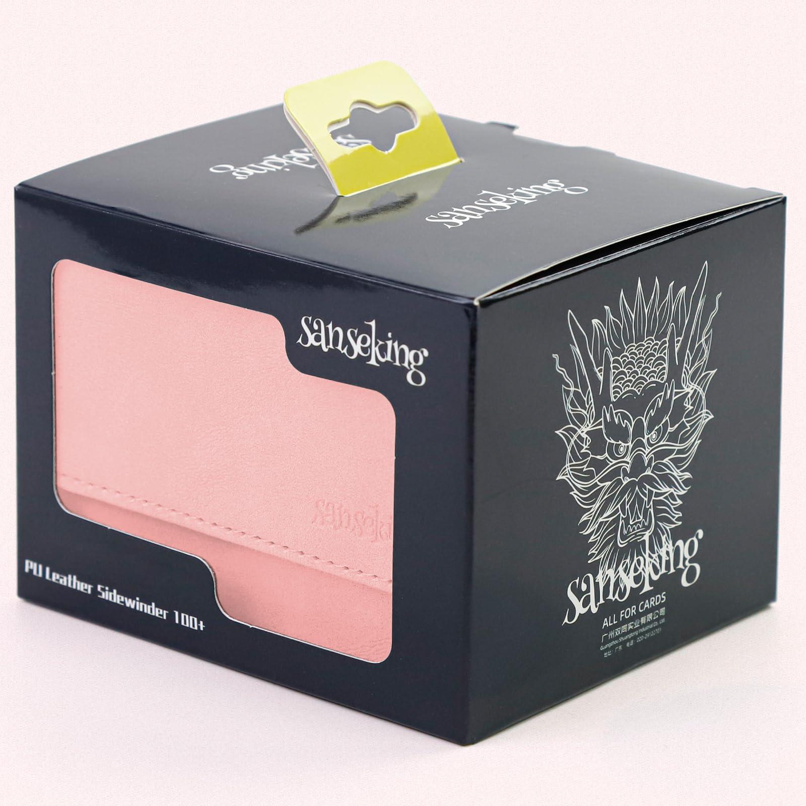 Sanseking Sanseking Magic Card Deck Box for MTG Single Deck Card Box fits 100+ TCG Sleeved Cards Soft Leather Card Box Top Loading Card Boxes Magic Gift for MTG TCG CCG (Horizontal,Pink)