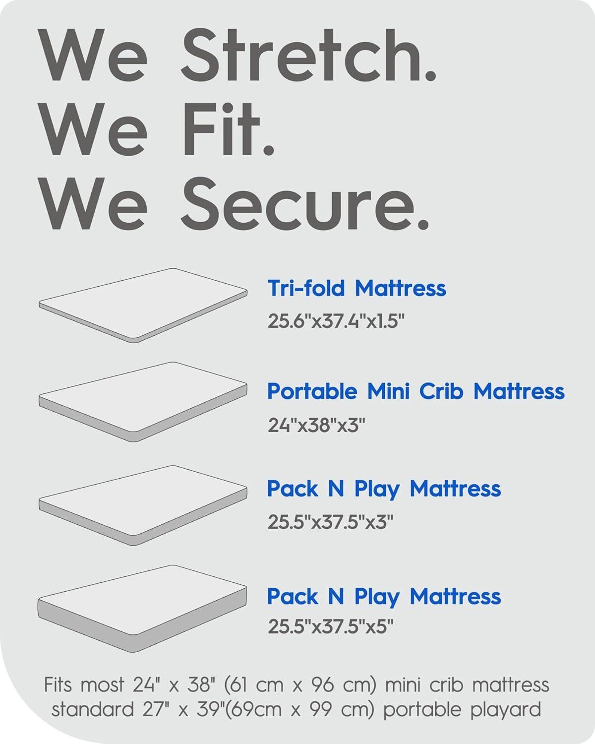 TOTBASIC Graco Pack and Play Sheets Fitted, TotBasic Ultra Soft Mini Crib Sheets Boy, Neutral Pack N Play Mattress Sheets Hypoallergenic and Soothing, Premium Jersey Playrad Sheets, 2 Pack