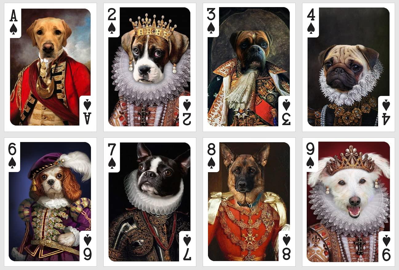 Generic Royal Pets Playing Cards. Renaissance cat and Dog Portraits. Playing Cards with Cats and Dogs.